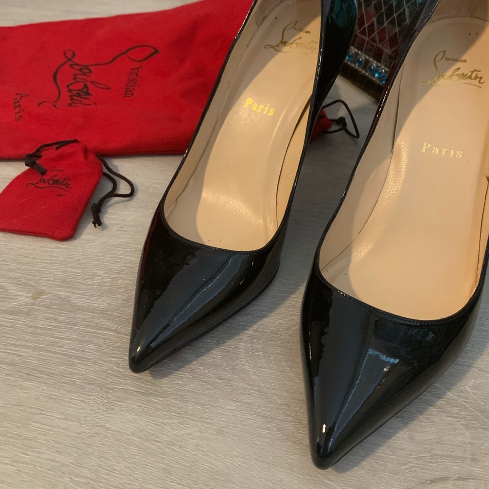 Christian Louboutin Black Patent Pointed Toe Pumps